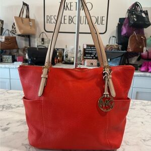 Michael Kors Bold Red/Orange Tote Bag